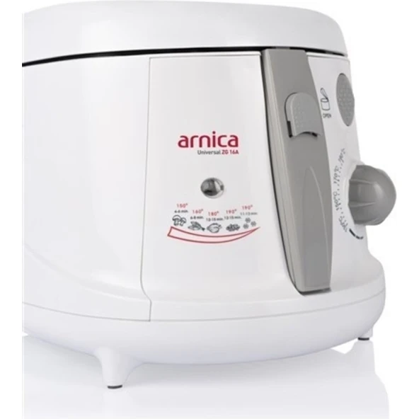 Arnica Universal Zg 16A Fritöz 0,9 lt Kapasite Tek Hazne Isı Ayarı Özelliği ile Beyaz ürün görseli 1