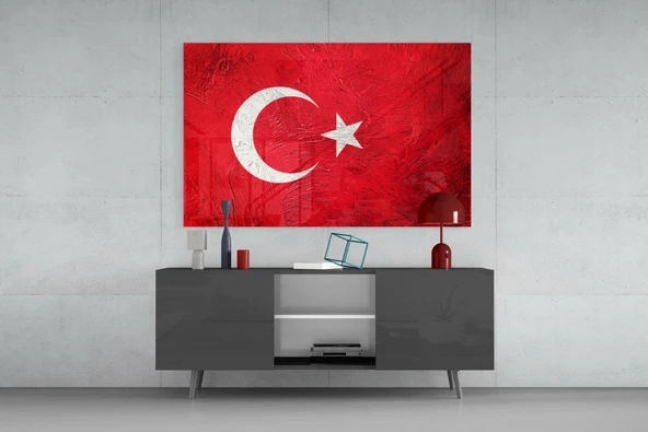 Türk Bayrağı Cam Tablo - Resim 6