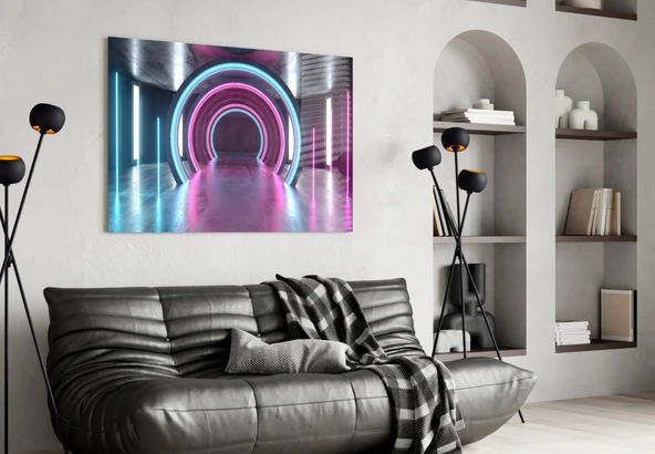 Neon Işıklar Cam Tablo - Resim 4