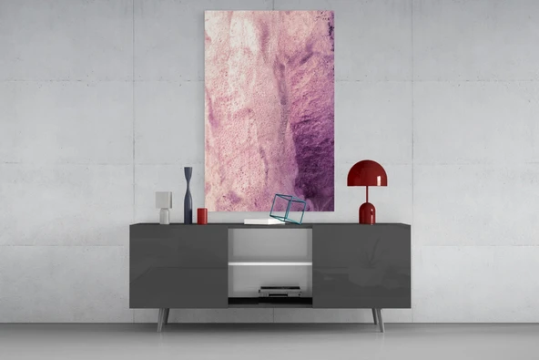 Pembe Soyut Desen Cam Tablo - Resim 8