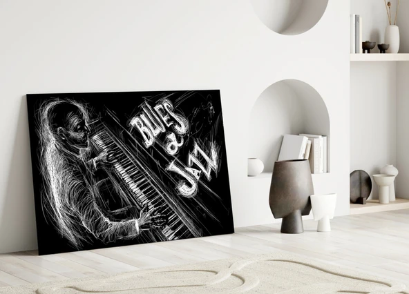 Caz Blues Müziği Cam Tablo - Resim 3