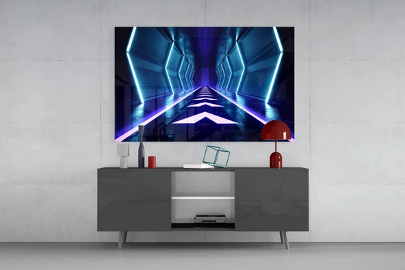 Neon Işıklar Cam Tablo - Resim 8