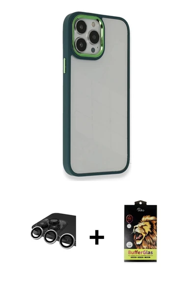 MARSİLYAN™- iPhone 14 Pro Max Kılıf Eksen Doku Prime - Siyah Buffer Cam Ekran Koruyucu + Raze Metal Kamera Lens - GS ürün görseli 1