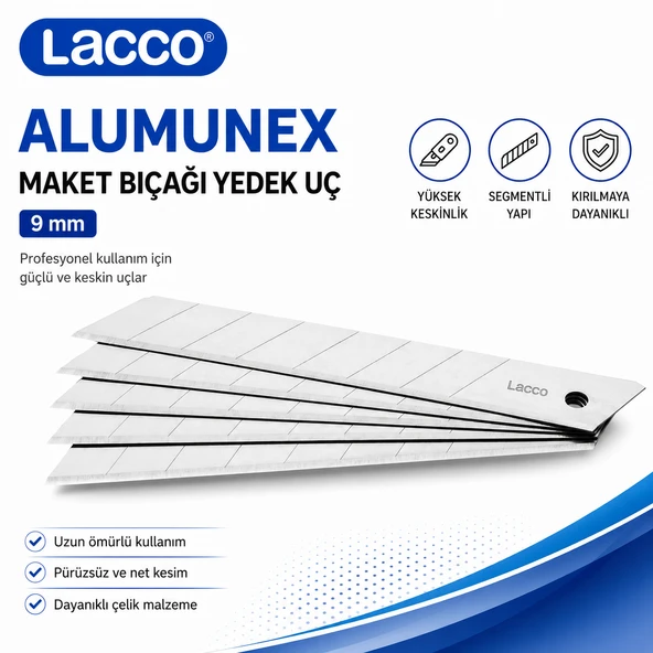 Lacco 755 Maket Bıçağı Yedek Uç 18 mm Keskin Çelik Segmentli Profesyonel Yedek Bıçak 1 Adet ürün görseli 1