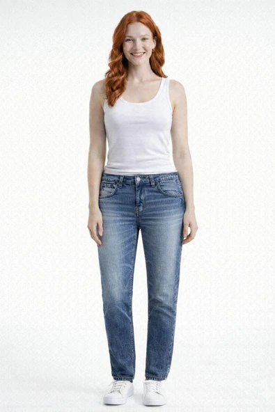Kadın Slim Fit Mavi Denim Pantolon - Mavi ürün görseli 1