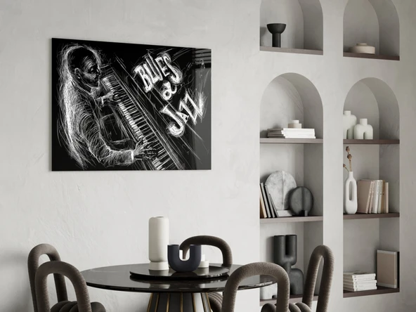 Caz Blues Müziği Cam Tablo - Resim 5