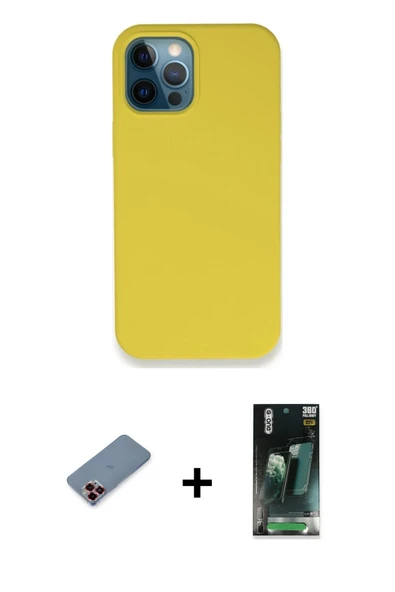 MARSİLYAN™- iPhone 12 Pro Max Kılıf Zirve Modern Özel Seri - Şeffaf 360 Full Body Arka Koruyucu + Metal Kamera Lens Koru ürün görseli 1