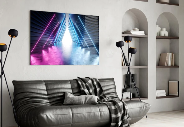 Neon Işıklar Cam Tablo - Resim 4