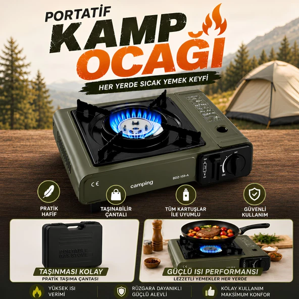 Portatif Kamp Ocağı Kartuşlu Tekli Ocak Piknik Kamp ve Karavan İçin Taşınabilir ürün görseli 1