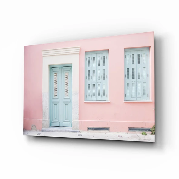 Pembe Ev Cam Tablo ürün görseli 1