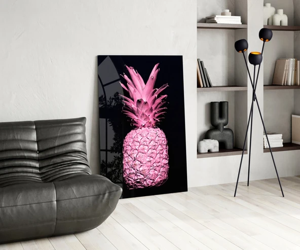 Pembe Ananas Cam Tablo - Resim 5