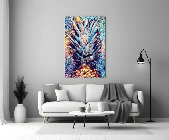 Renkli Ananas Cam Tablo - Resim 3