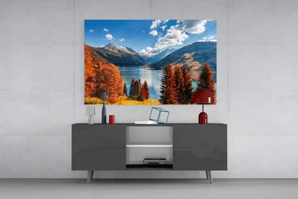 Göl Manzarası Cam Tablo - Resim 8