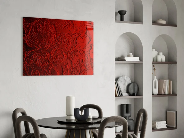 Gül Desenli Cam Tablo - Resim 5