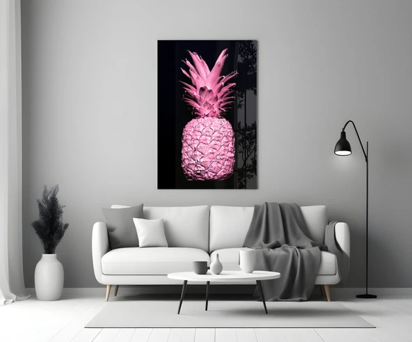 Pembe Ananas Cam Tablo - Resim 3
