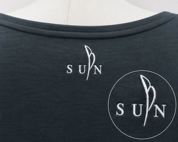 Kadın Oversize Yuvarlak Yaka Basic Bluz - Koyu Yeşil - Resim 3