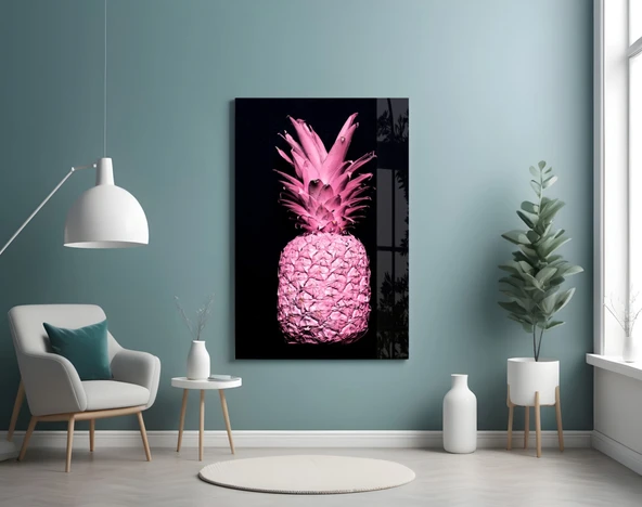 Pembe Ananas Cam Tablo - Resim 4