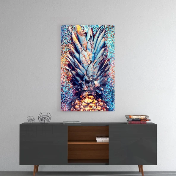 Renkli Ananas Cam Tablo - Resim 8