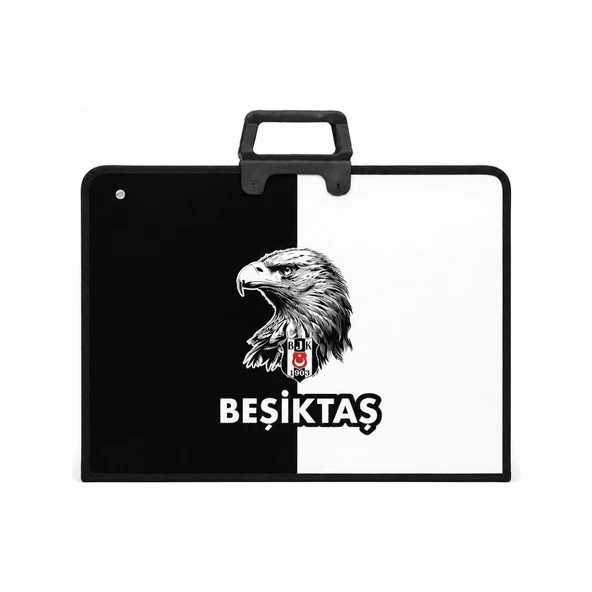 Beşiktaş Lisanslı Parçalı Kartal Baskılı Proje Çantası - Askılı Fermuarlı Resim Çantası 35x50 cm ürün görseli 1