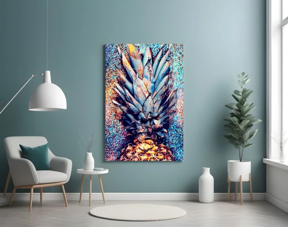 Renkli Ananas Cam Tablo - Resim 4