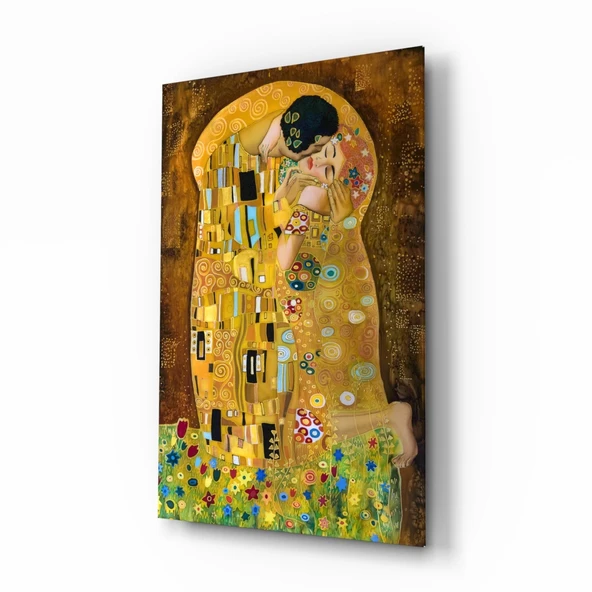 Gustav Klimt "Öpücük" Cam Tablo ürün görseli 1