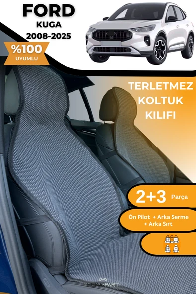 Terletmez Oto Koltuk Koruyucu Kılıf %100 Pamuk 5 li Tam Set Füme Ford Kuga ürün görseli 1
