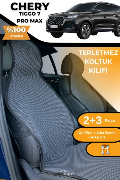 Terletmez Oto Koltuk Koruyucu Kılıf %100 Pamuk 5 li Tam Set Füme Chery Tiggo 7 ürün görseli 1