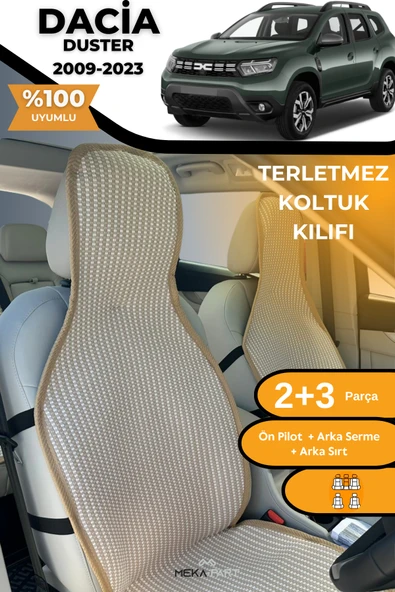 Terletmez Oto Koltuk Koruyucu Kılıf %100 Pamuk 5 li Tam Set Krem Dacia Duster ürün görseli 1