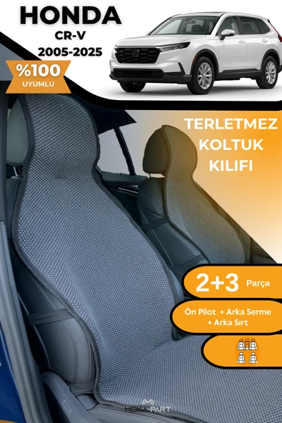 Terletmez Oto Koltuk Koruyucu Kılıf %100 Pamuk 5 li Tam Set Füme Honda CR-V ürün görseli 1