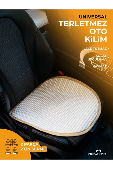 Meka Part Terletmez Koltuk Koruyucu Kılıf 2 Parça SERME Sadece Ön Universal Bej ürün görseli 1