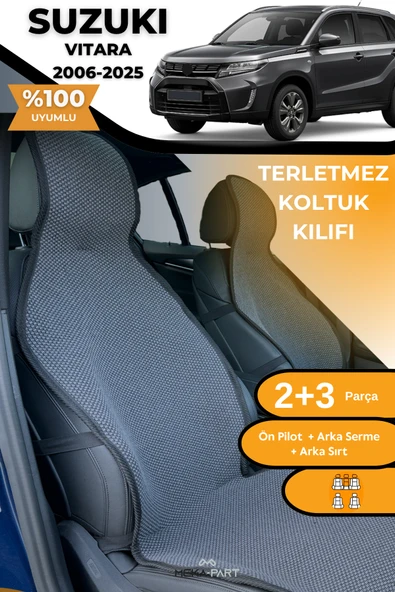 Terletmez Oto Koltuk Koruyucu Kılıf %100 Pamuk 5 li Tam Set Füme Suzuki Grand Vitara ürün görseli 1
