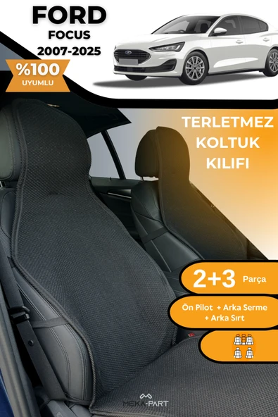 Terletmez Oto Koltuk Koruyucu Kılıf %100 Pamuk 5 li Tam Set Siyah Ford Focus 2 3 4 5 ürün görseli 1