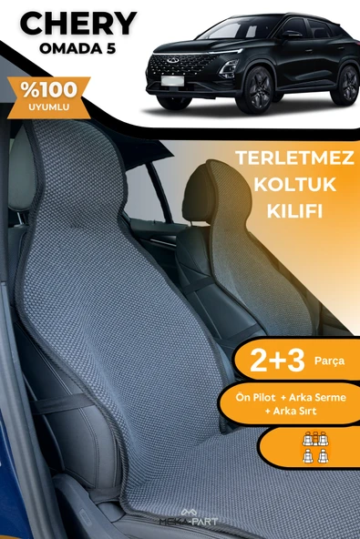 Terletmez Oto Koltuk Koruyucu Kılıf %100 Pamuk 5 li Tam Set Füme Chery Omada 5 ürün görseli 1