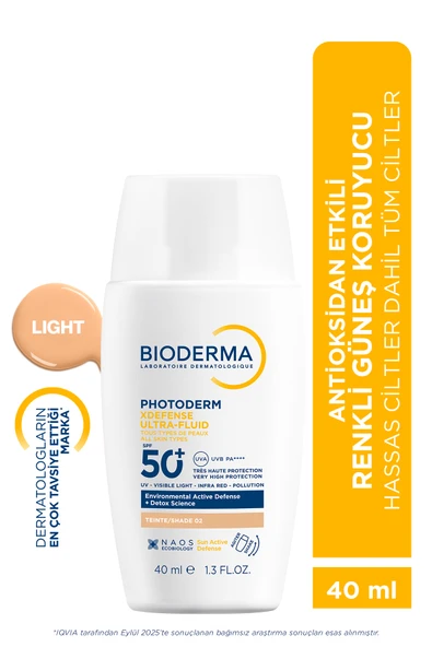 Bioderma Photoderm XDefense Spf50+ Tüm Cilt Tipleri Antioksidan Etkili Renkli Güneş Kremi Light 40 ml ürün görseli 1