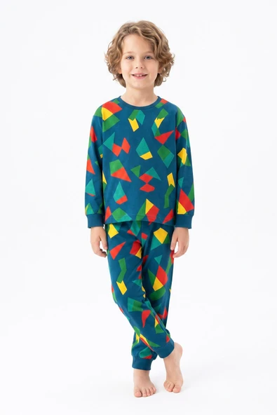 Erkek Çocuk %100 Pamuk Pijama Takımı 3-8 Yaş 12736IS ürün görseli 1