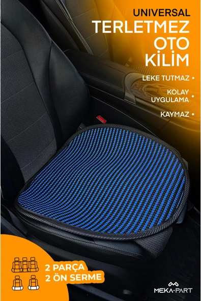 Meka Part Oto Koltuk Koruyucu Kılıf 2 Parça SERME Sadece Ön Universal Mavi Siyah ürün görseli 1