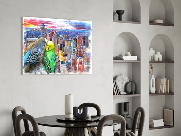Muhabbet kuşları Cam Tablo - Resim 5