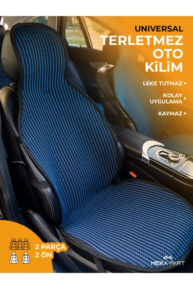 Meka Part Oto Koltuk Koruyucu Kılıf Mavi Çizgili Terletmez Universal 2 Parça ürün görseli 1