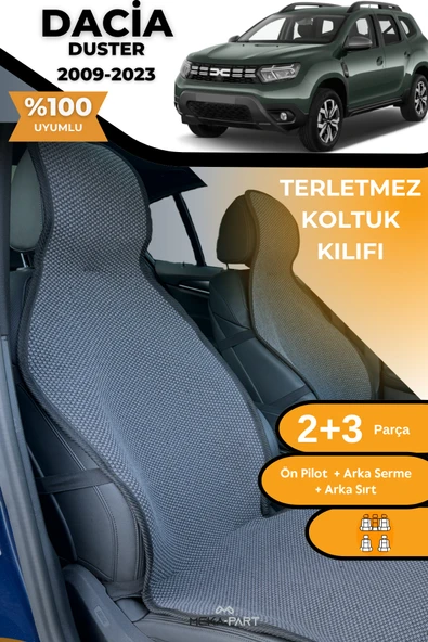Terletmez Oto Koltuk Koruyucu Kılıf %100 Pamuk 5 li Tam Set Füme Dacia Duster ürün görseli 1