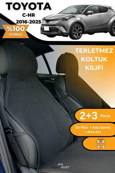 Terletmez Oto Koltuk Koruyucu Kılıf %100 Pamuk 5 li Tam Set Siyah Toyota C-HR ürün görseli 1