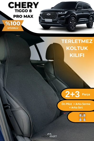 Terletmez Oto Koltuk Koruyucu Kılıf %100 Pamuk 5 li Tam Set Siyah Chery Tiggo 8 ürün görseli 1