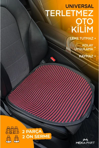 Meka Part Oto Koltuk Koruyucu Kılıf 2 Parça SERME Sadece Ön Universal Kırmızı Siyah ürün görseli 1