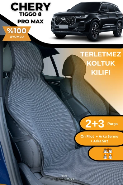 Terletmez Oto Koltuk Koruyucu Kılıf %100 Pamuk 5 li Tam Set Füme Chery Tiggo 8 ürün görseli 1