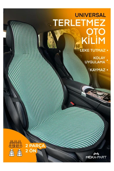 Meka Part Terletmez Koltuk Koruyucu Kılıf Bej3 Lü Universal 2 Parça Ön 1 Parça Arka Yeşil Beyaz ürün görseli 1