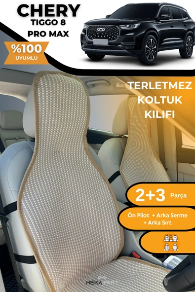 Terletmez Oto Koltuk Koruyucu Kılıf %100 Pamuk 5 li Tam Set Krem Chery Tiggo 8 ürün görseli 1