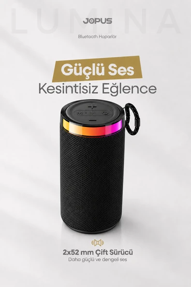 Jopus Yüksek Sesli Işıklı Taşınabilir TWS Bluetooth Hoparlör Şarjlı Kablosuz Speaker USB SD Destekli ürün görseli 1