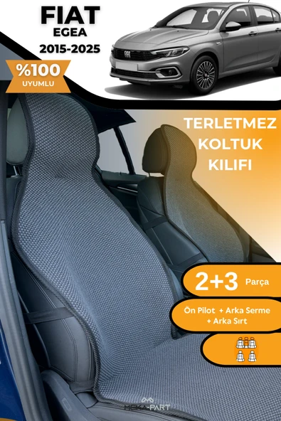Terletmez Oto Koltuk Koruyucu Kılıf %100 Pamuk 5 li Tam Set Füme Fiat Egea ürün görseli 1