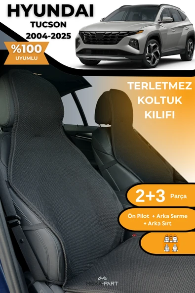 Terletmez Oto Koltuk Koruyucu Kılıf %100 Pamuk 5 li Tam Set Siyah Hyundai Tucson ürün görseli 1