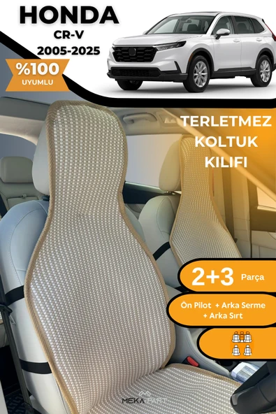 Terletmez Oto Koltuk Koruyucu Kılıf %100 Pamuk 5 li Tam Set Krem Honda CR-V ürün görseli 1