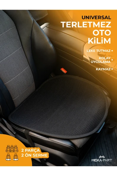 Meka Part Terletmez Koltuk Koruyucu Kılıf 2 Parça SERME Sadece Ön Universal Siyah ürün görseli 1